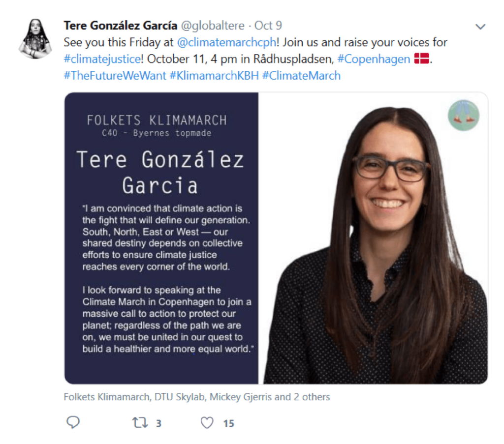 Screenshot of a twitter post on Next Generation City Action 2019