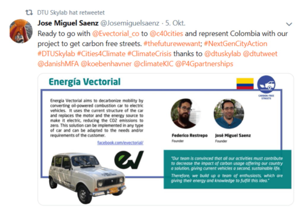 Screenshot of a twitter post on Next Generation City Action 2019
